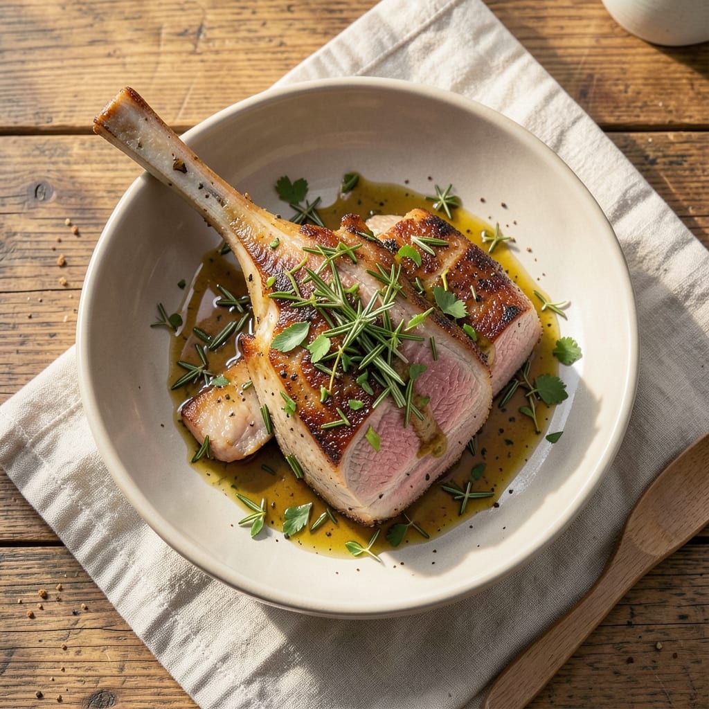French Trimmed Pork Rack Recipe: Herb-Crusted Crisp Bark and Juicy Pink Centers