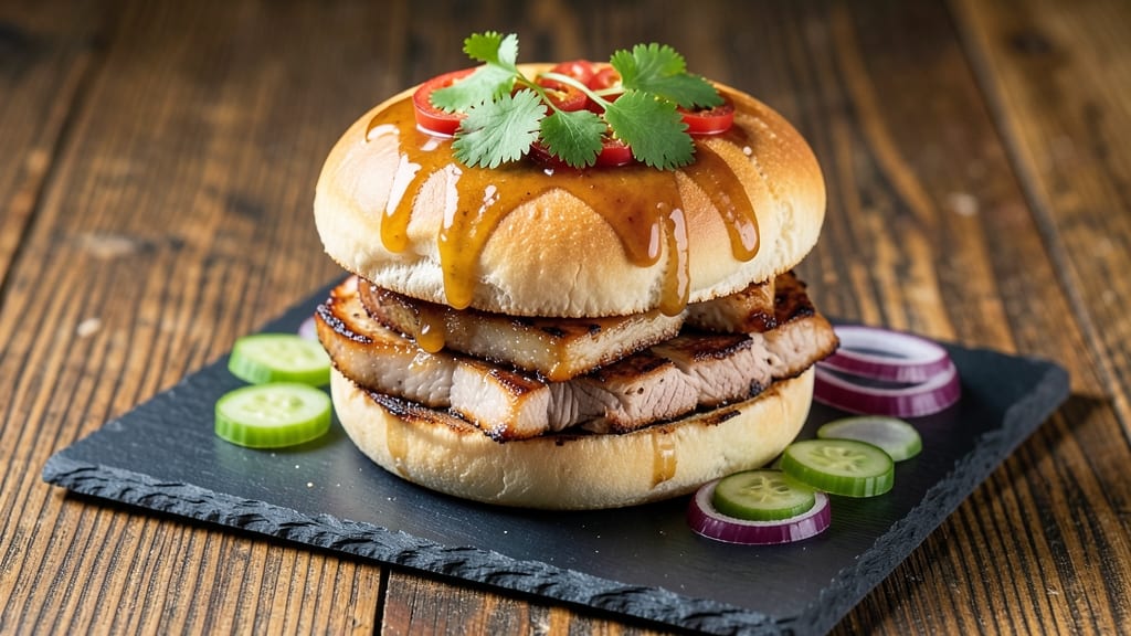 Asian Pork Sandwiches Recipe: Crispy Celery Crowns Over Smoky Soy-Glazed Pork