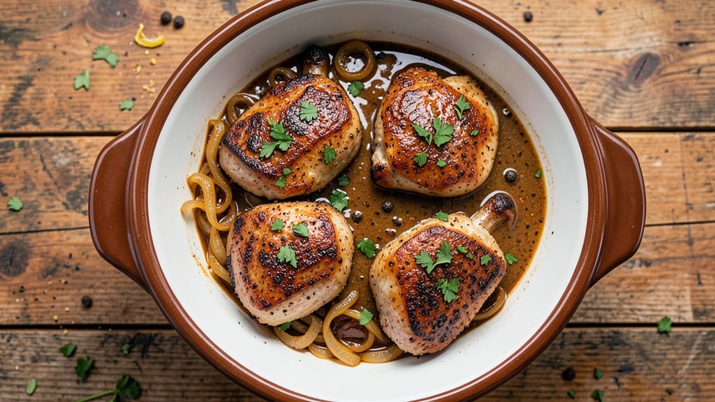 Mississippi Pork Chops Crock Pot Recipe: Celery Crown Crunch Over Creamy Tomato Gravy