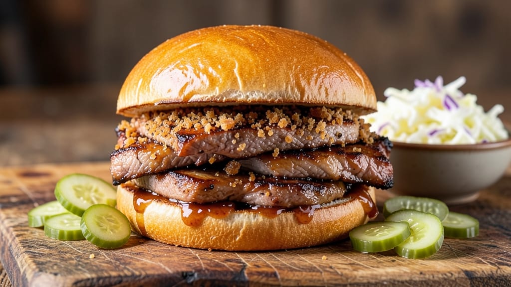Midwest Pork Tenderloin Sandwich Recipe: Crispy Celery Crowns Over Smoky Mustard Gravy