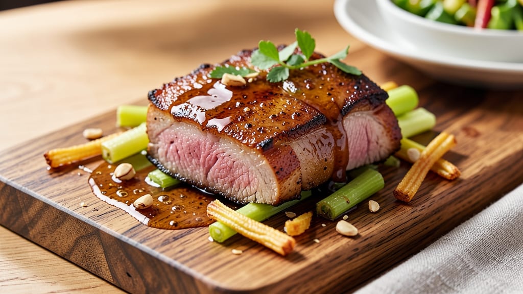 Apple Cider Pork Belly Recipe: Caramelized Sweetness with Crispy Celery Crowns