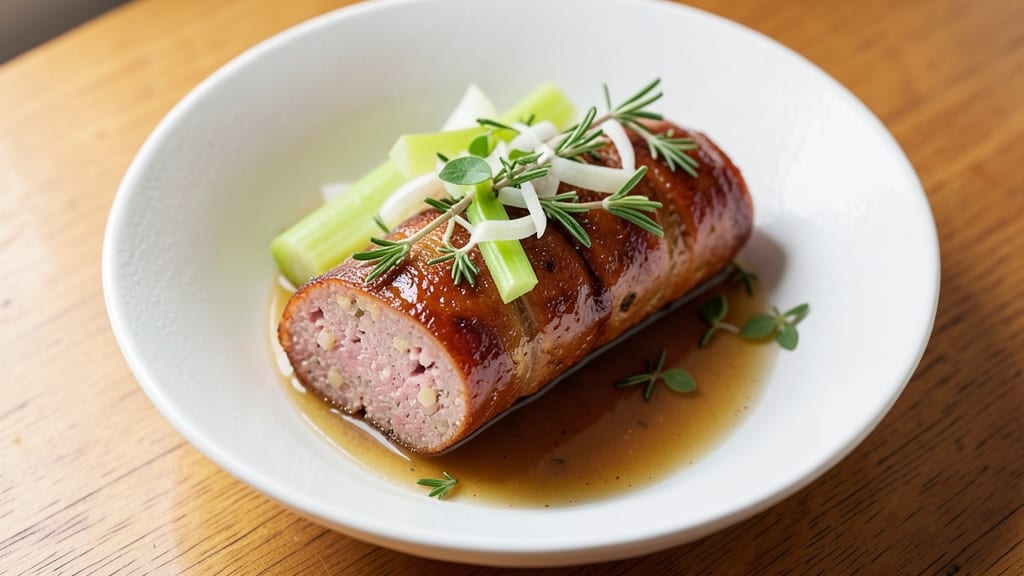 AIP Pork Sausage Recipe: Celery Crown Crunch Over Herb-Infused Gravy