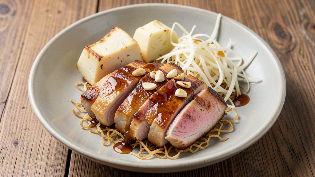 Ah So Pork Recipe: Celery Crown Crunch Over Smoky Celery Root Gravy