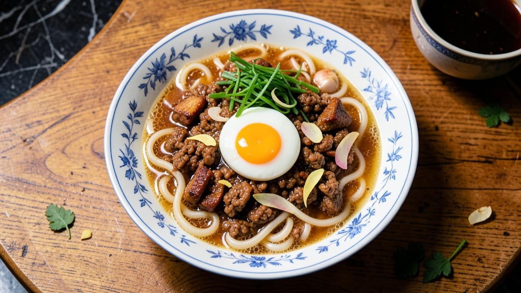 Minced Pork Noodle Soup Recipe: Wok-Seared Aromatics and Silky Egg Ribbons