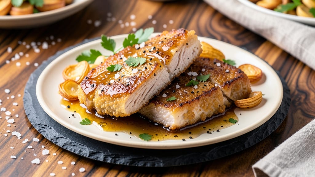 Angel Pork Chops Recipe: Celery Crown Crunch Over Sweet-Tangy Glaze