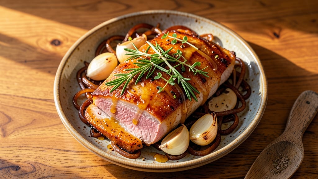 Air Fried Pork Loin Recipe: Juicy Pink Centers With Crispy Celery Crowns