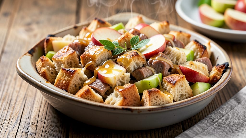 Apple and Pork Stuffing Recipe: Savory Apple-Cider Crunch With Herbed Pork Bites