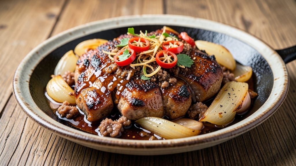 Minced Pork Sisig Recipe: Crispy Onion Crowns Over Smoky Garlic Gravy