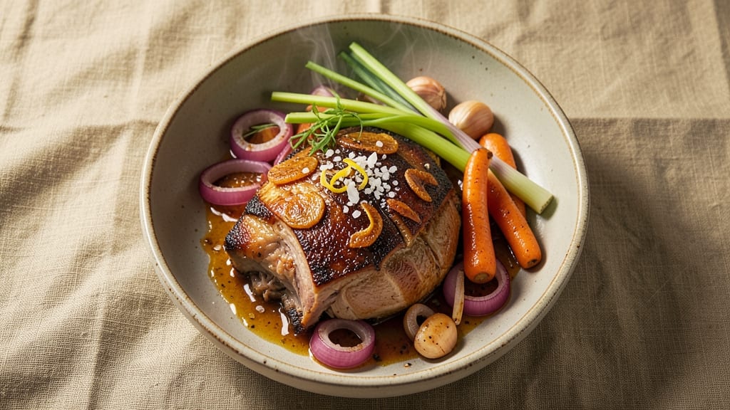 24 Hour Pork Shoulder Recipe: Fall-Apart Tenderness With Celery Crown Crunch