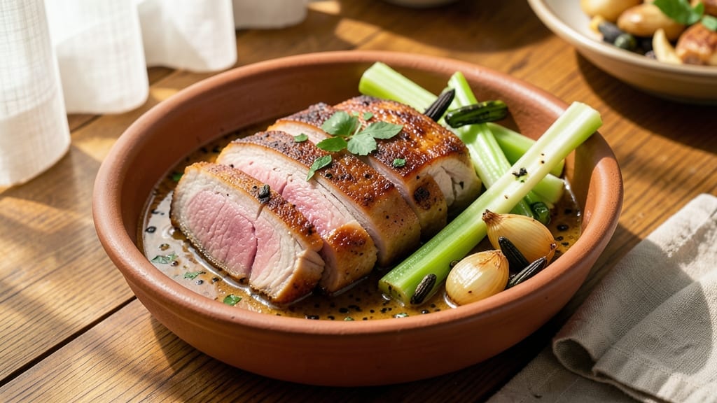 Angamaly Pork Recipe: Kerala-Style Celery Crown Crunch Over Coconut Gravy