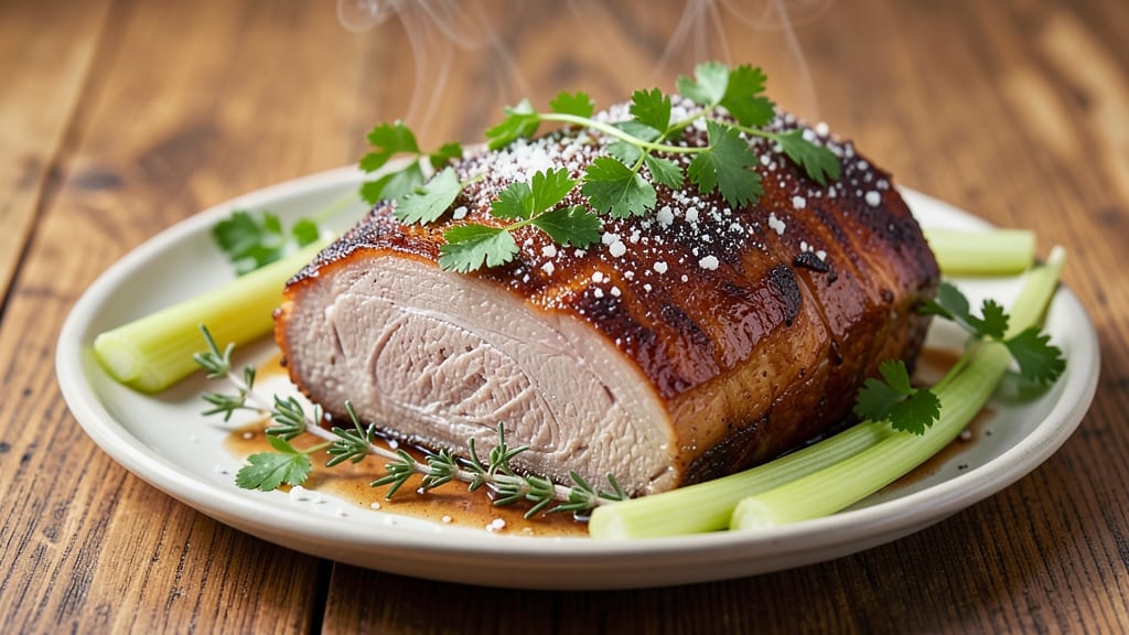 America's Test Kitchen Pork Roast Recipe: Celery Crown Crunch Over Herb-Infused Gravy