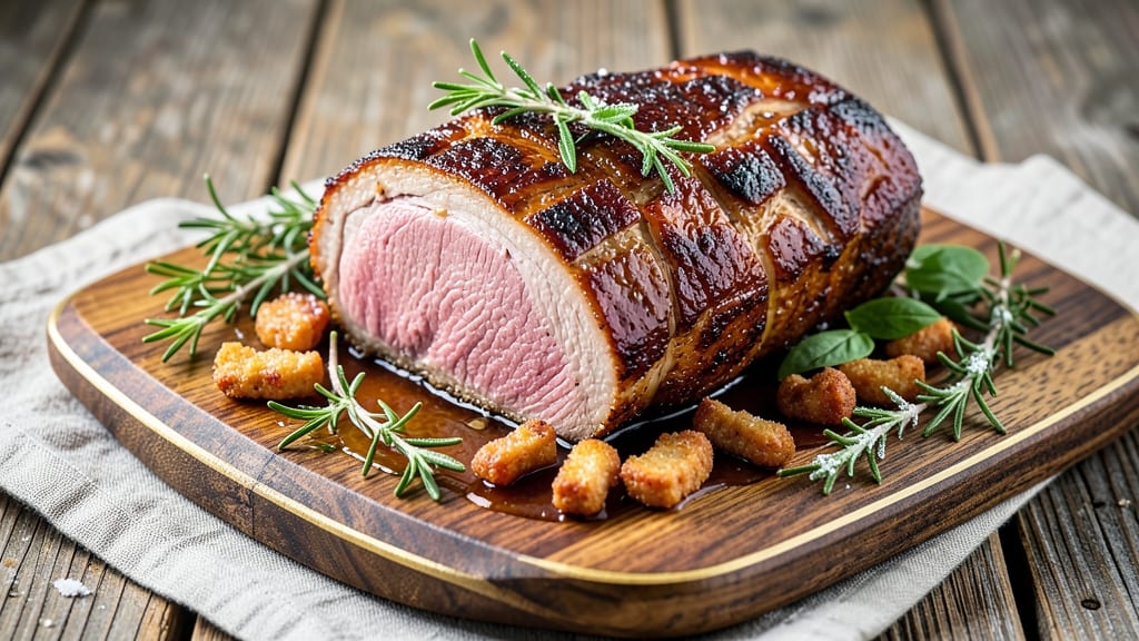 America's Test Kitchen Pork Loin Roast Recipe: Celery Crown Crunch Over Herb-Infused Gravy