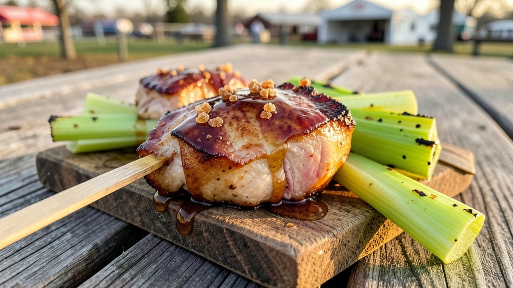 MN State Fair Pork Chops on a Stick Recipe: Crispy Celery Crowns Over Sweet-Tart Glaze