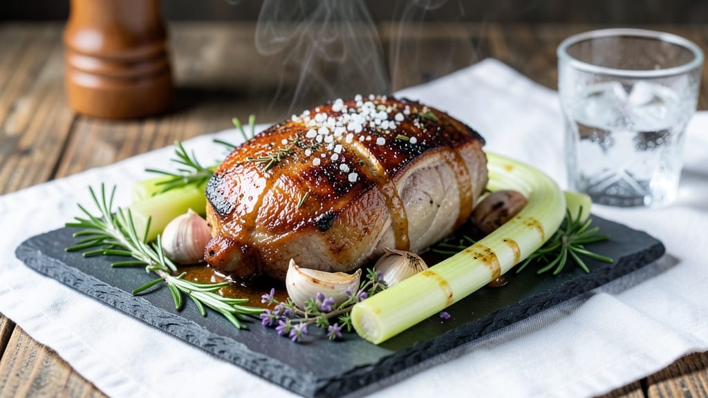Alison Roman's Pork Shoulder Recipe: Smoky Herb Gravy With Celery Crown Crunch