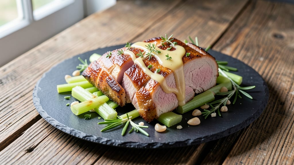 Airfryer Pork Loin Recipe: Juicy Pink Centers With Crispy Celery Crowns