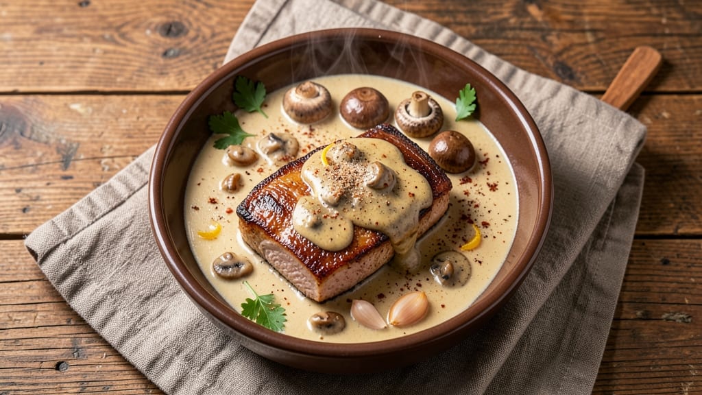 Slow Cooker Pork Chop Recipe with Cream of Mushroom Soup: Creamy Mushroom-Braised Tenderness