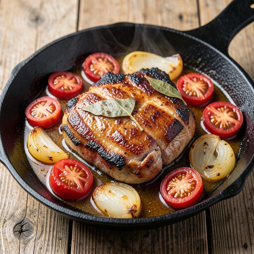 Filipino Pork, Tomato, and Onion Recipe: Vinegar-Braised Tender Bites