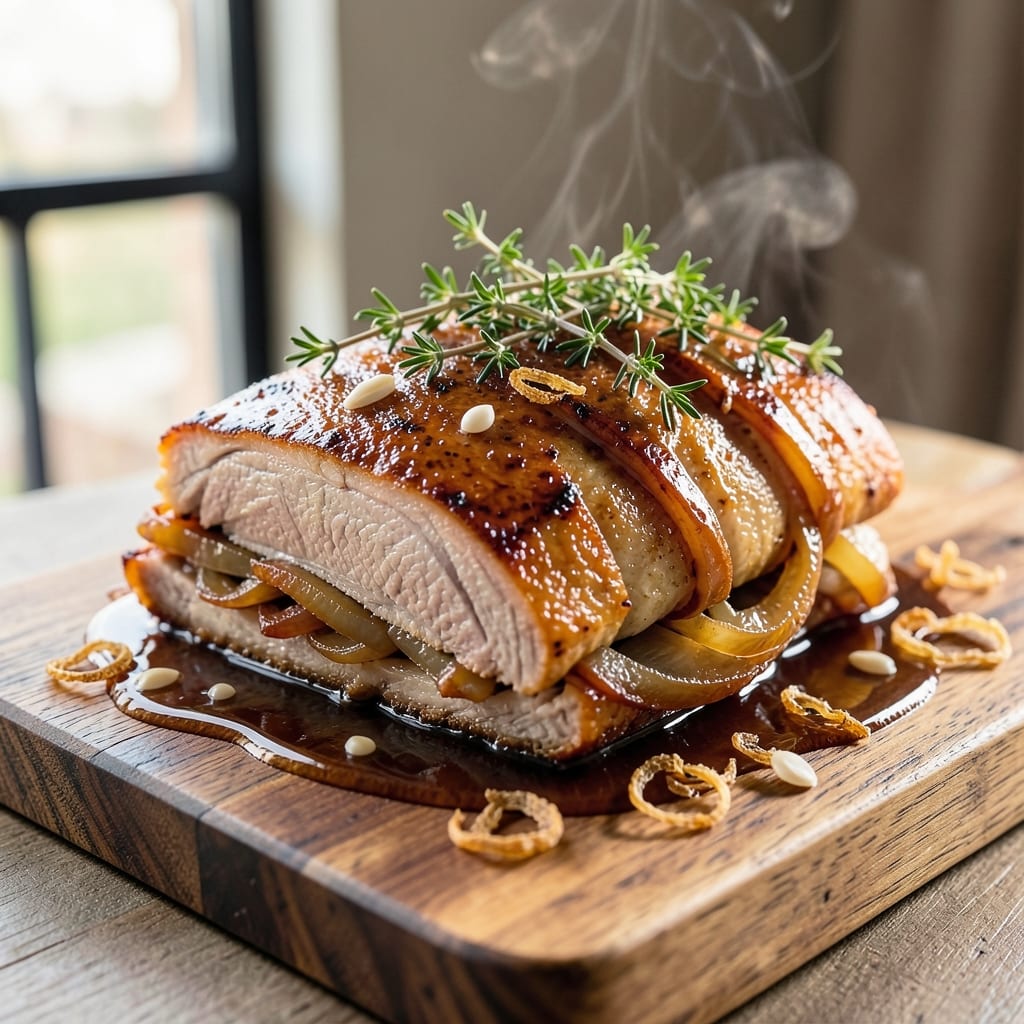 French Onion Stuffed Pork Loin Recipe: Caramelized Crust Meets Savory Centerpiece